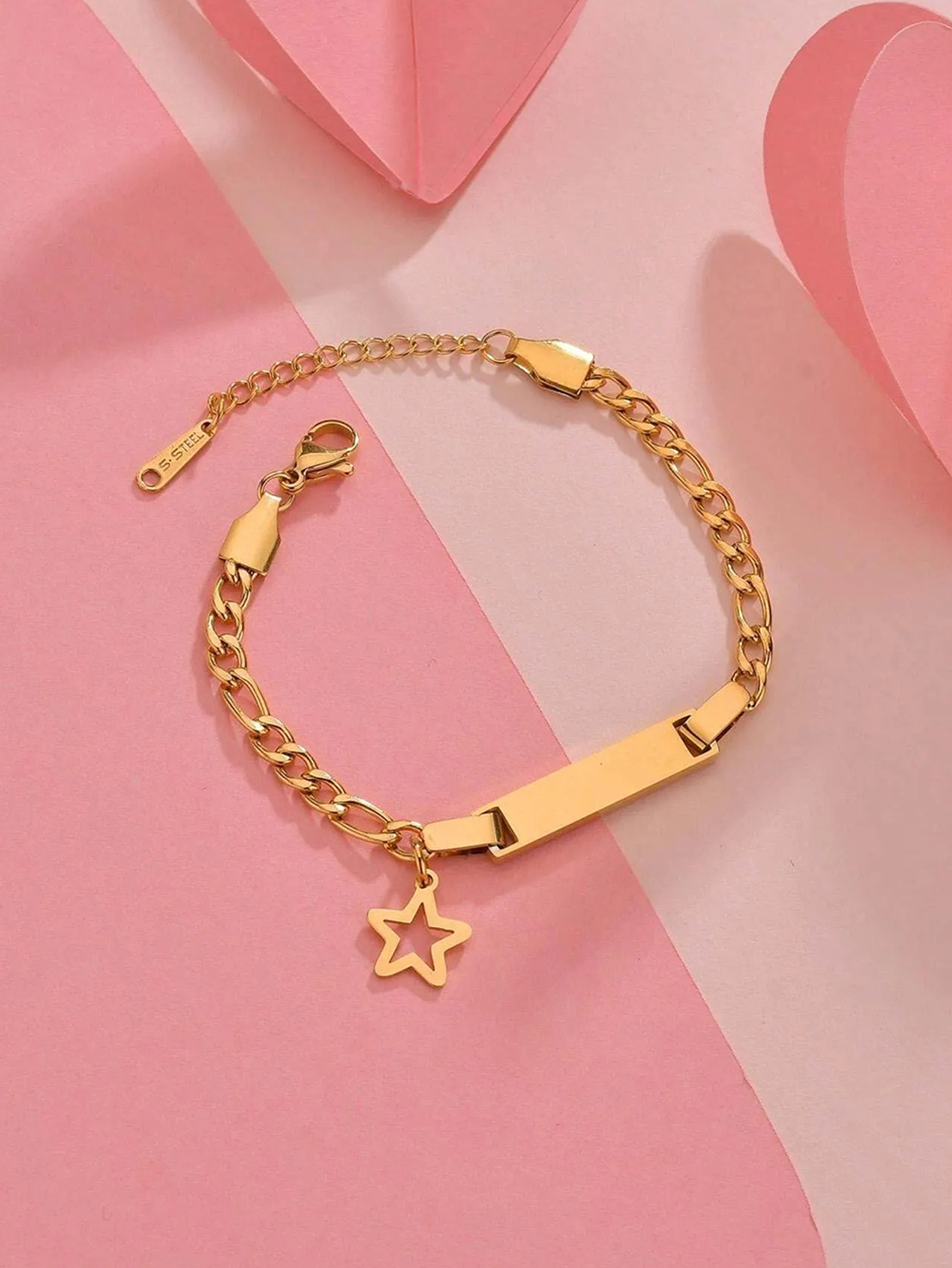 Personalized Baby Name Bracelets for Boys and Girls Custom Gold-Plated Stainless Steel Bar ID Bracelets